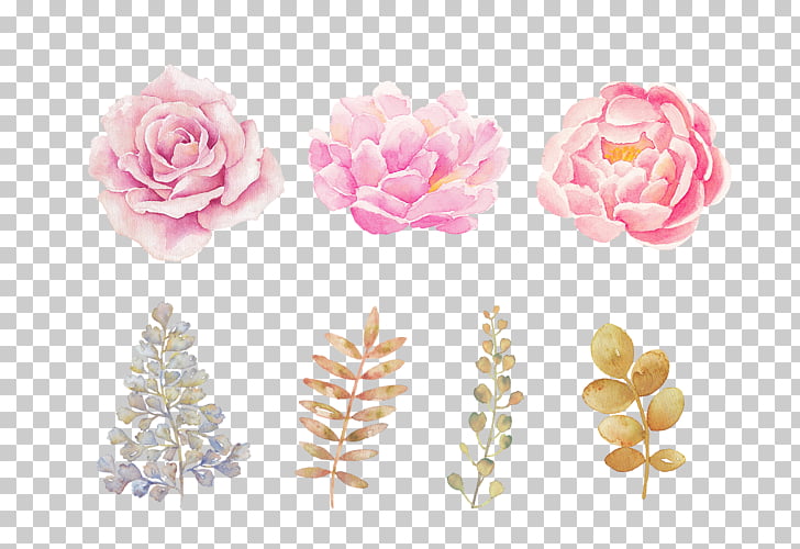 Pink flowers Pink flowers Watercolor painting, Hand-painted pink watercolor flowers, three pink roses and peonies PNG clipart