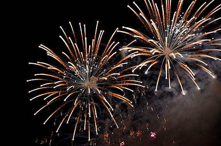 orange and white fireworks on sky at nighttime thumbnail
