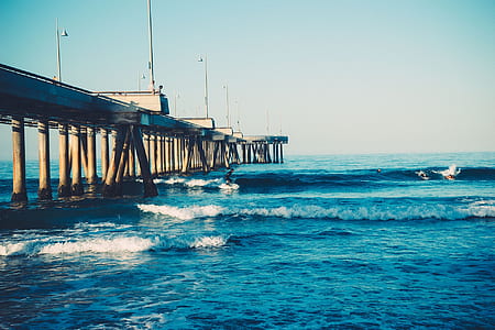 gray sea dock at daytime thumbnail