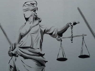 woman holding vintage balance scale sketch thumbnail