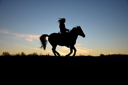 silhouette photo of person riding a horse thumbnail