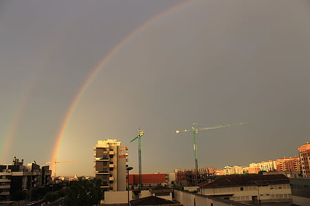 rainbow on sky during golden hour thumbnail