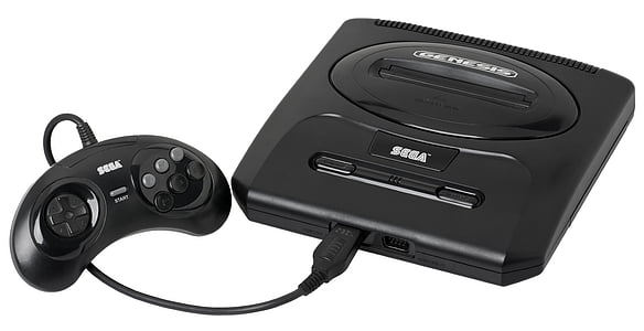 black Sega Genesis with game controller thumbnail