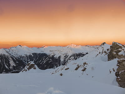 Mountain Covered With Snow during Sunset thumbnail