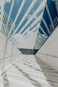 Modern white building, EDP Headquarters of architect Aires Mateus, Lisbon, Portugal thumbnail
