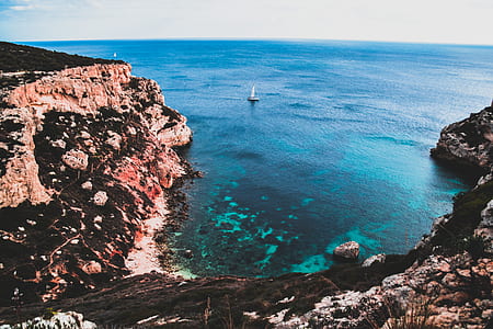 landscape of ocean under white sky thumbnail