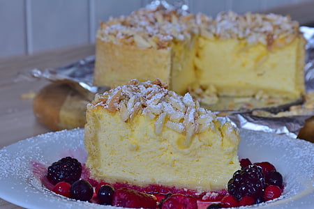 sliced cheese cake on the plate thumbnail