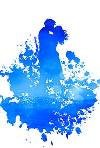painting of blue couple illustration thumbnail