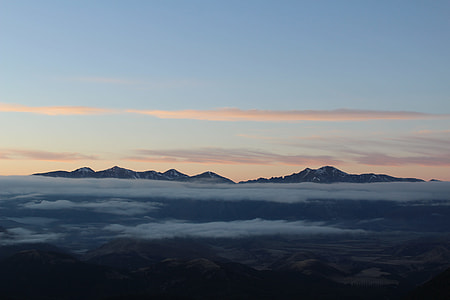cloudy sky above mountains at sunset thumbnail