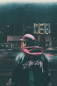 city, road, vehicles, man thumbnail