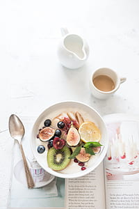 fruit salad with milk in bowl thumbnail