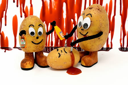three brown potato characters illustration thumbnail