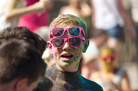 woman wearing 2 pink framed sunglasses thumbnail