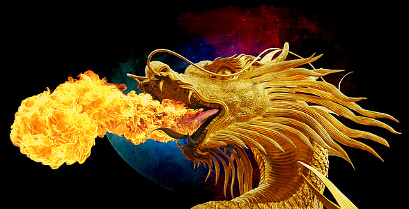 gold dragon breath of fire 3D wallpaper thumbnail