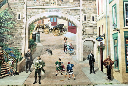 people beside buildings painting thumbnail