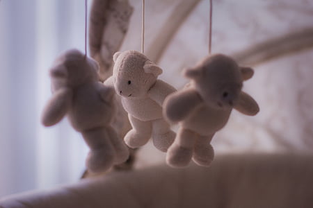 three white bear plush toys crib mobile thumbnail