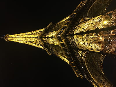low angle photography of Eiffel Tower, Paris during night time thumbnail