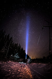 snow covered pathway under starry night sky thumbnail