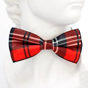 red and black plaid bow tie thumbnail