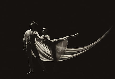 grayscale photo of male and female ballet dancers thumbnail