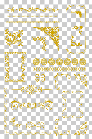 Euclidean Pattern, European pattern border, yellow illustration PNG clipart