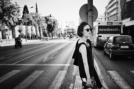 woman walking on pedestrian lan thumbnail