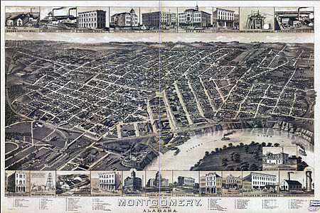 Bird's Eye View of Montgomery in 1887, Alabama thumbnail