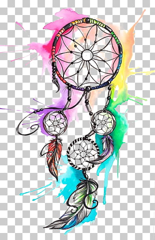 Dreamcatcher Tattoo , Watercolor Dreamcatcher, multicolored dream catcher painting PNG clipart