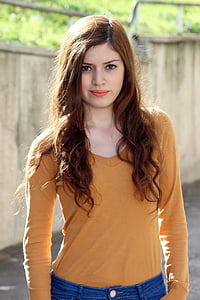 woman wearing brown long-sleeved shirt thumbnail