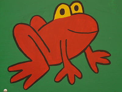 red frog drawing on green canvas thumbnail