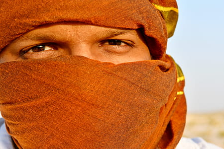 Man Cover Face Using Scarf thumbnail