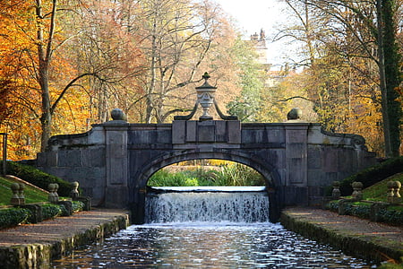 gray concrete bridge and waterfalls during daytime thumbnail