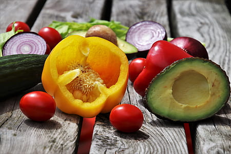sliced yellow bell pepper and avocado fruit thumbnail