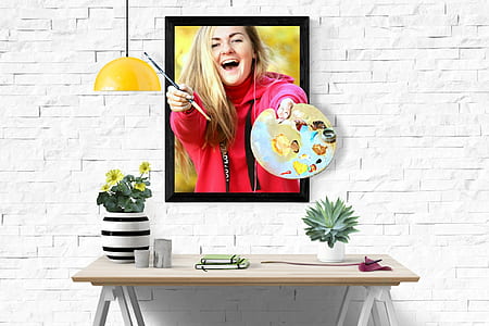 woman wearing red hoodie holding painting pallete thumbnail
