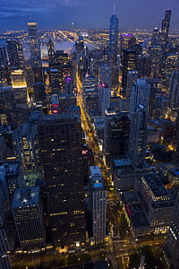 top-view of high-rise building during nighttime thumbnail