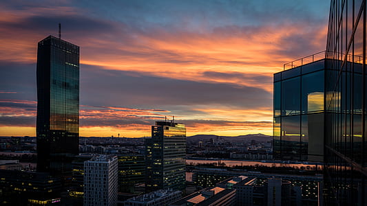 aerial photography of city during sunset thumbnail