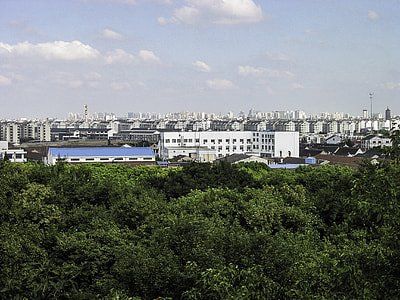 Skyline of Suzhou from a park, China thumbnail