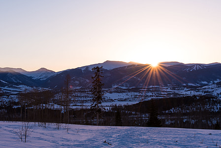 snow mountain during sunset thumbnail