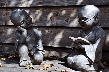 two monk concrete statuettes thumbnail
