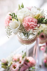 Multi-colored flowers in vases thumbnail