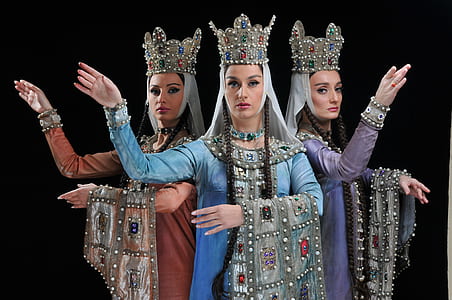 women's blue and gray traditional dress thumbnail