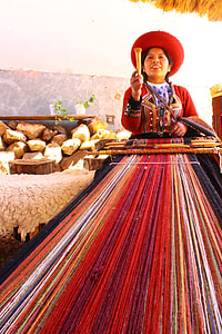 woman weaving red and orange thread thumbnail