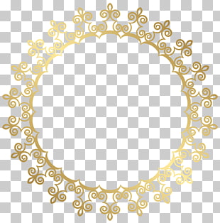, Round Gold Border Frame Transparent , round gold illustration PNG clipart