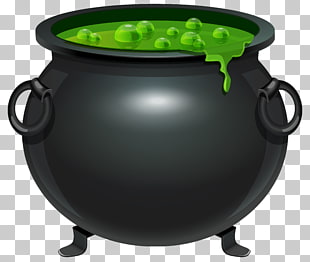 Cauldron Witchcraft Halloween , Halloween Black Cauldron , green liquid in black container illustration PNG clipart