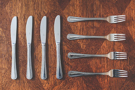 stainless steel fork and bread knife thumbnail
