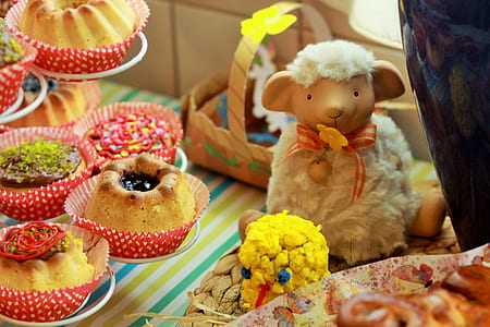 white sheep table decor beside foods thumbnail