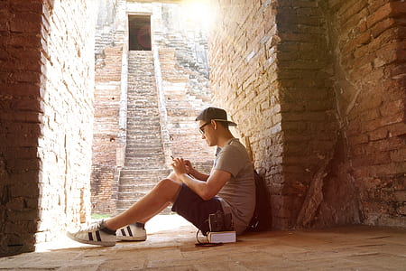 stairs, man, person, sitting thumbnail