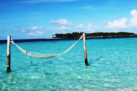 white hammock on body of water thumbnail
