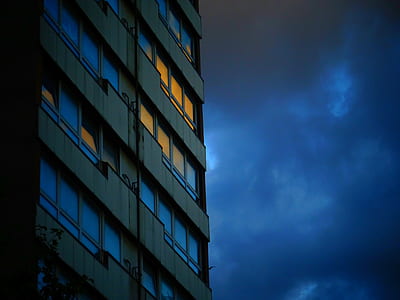 sky, lights, night, clouds thumbnail