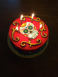 multicolored floral cake with five candles thumbnail